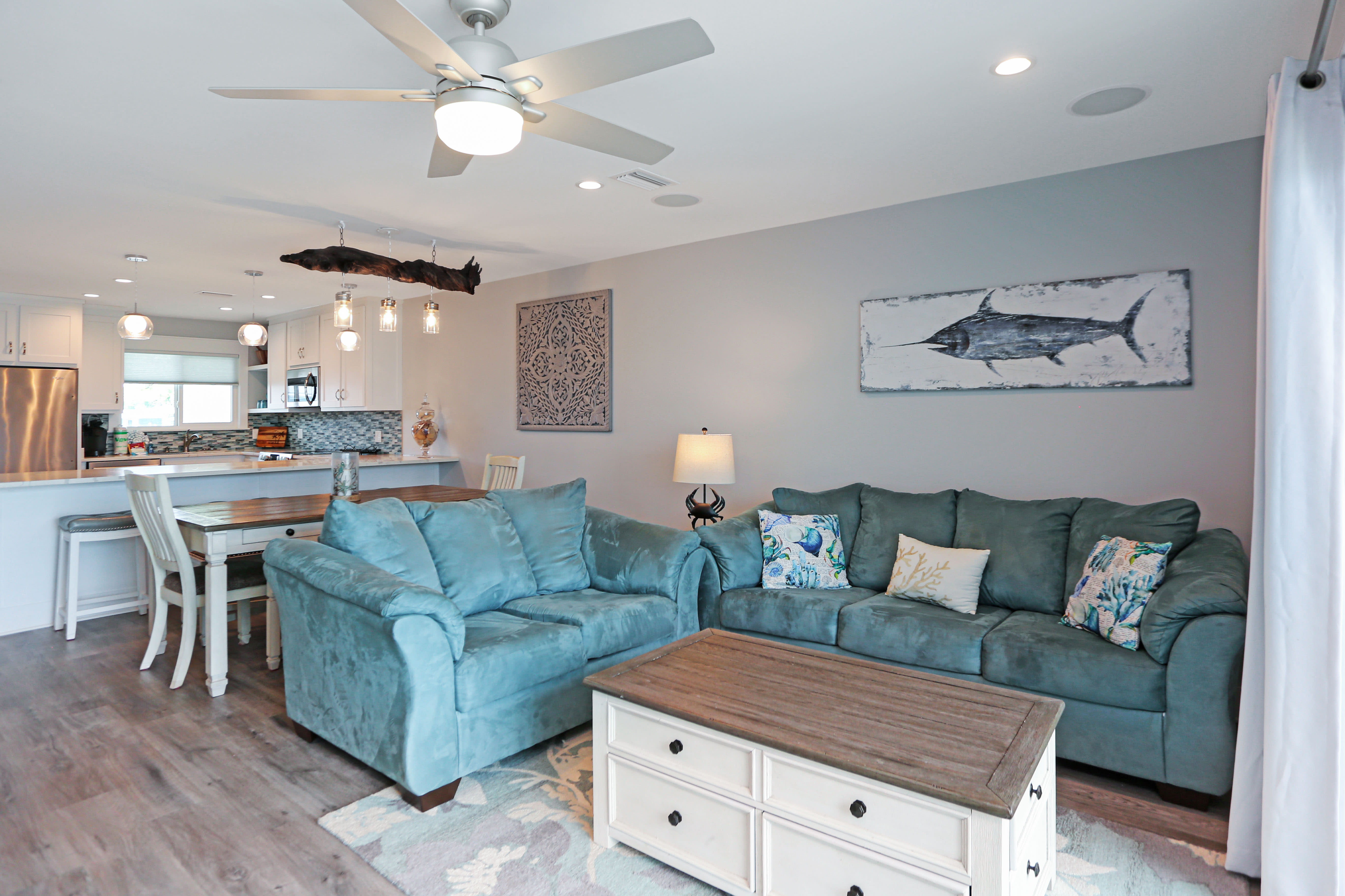 Living Room, Kitchen and Dining Area