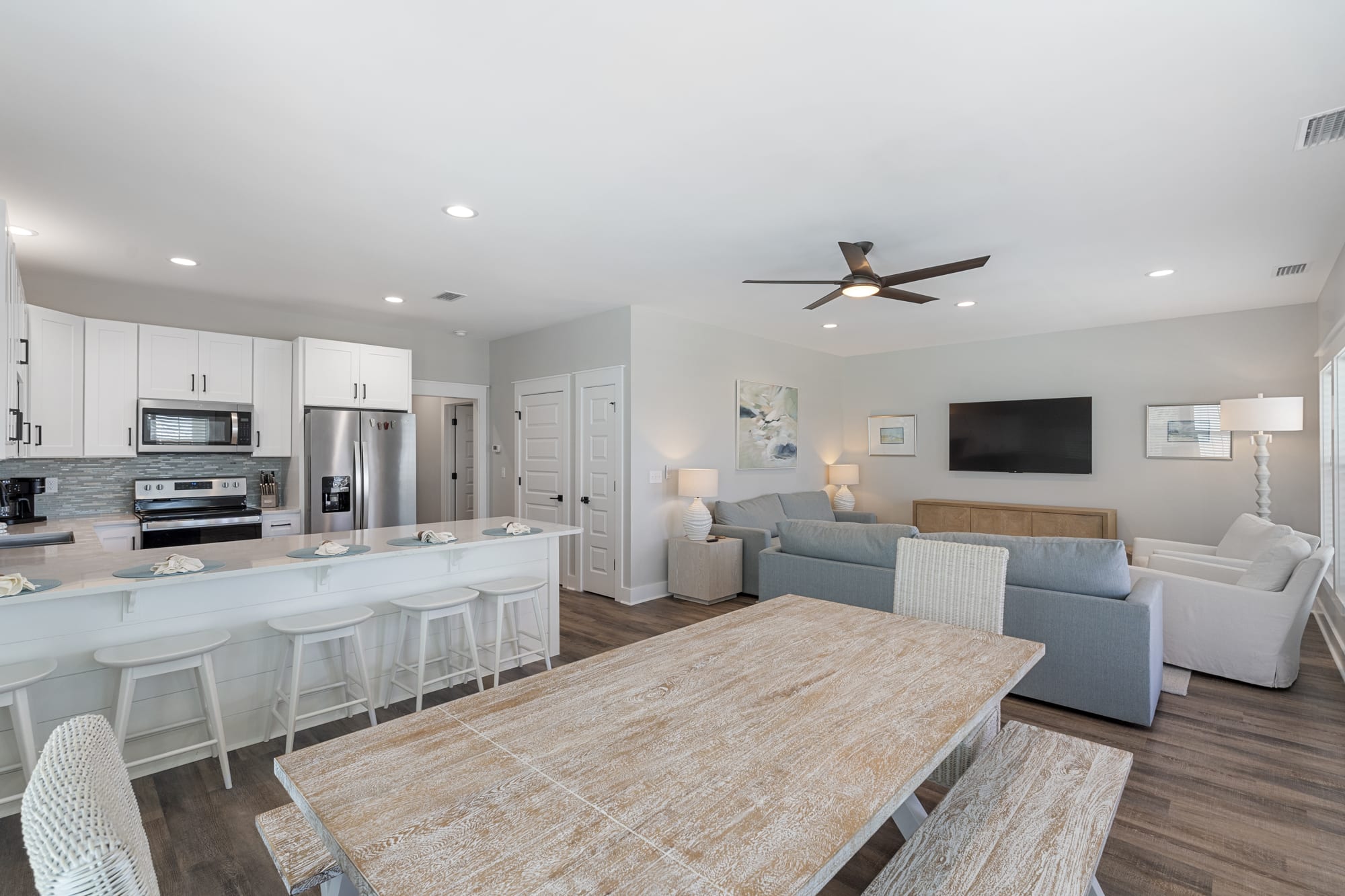 Open concept living and dining