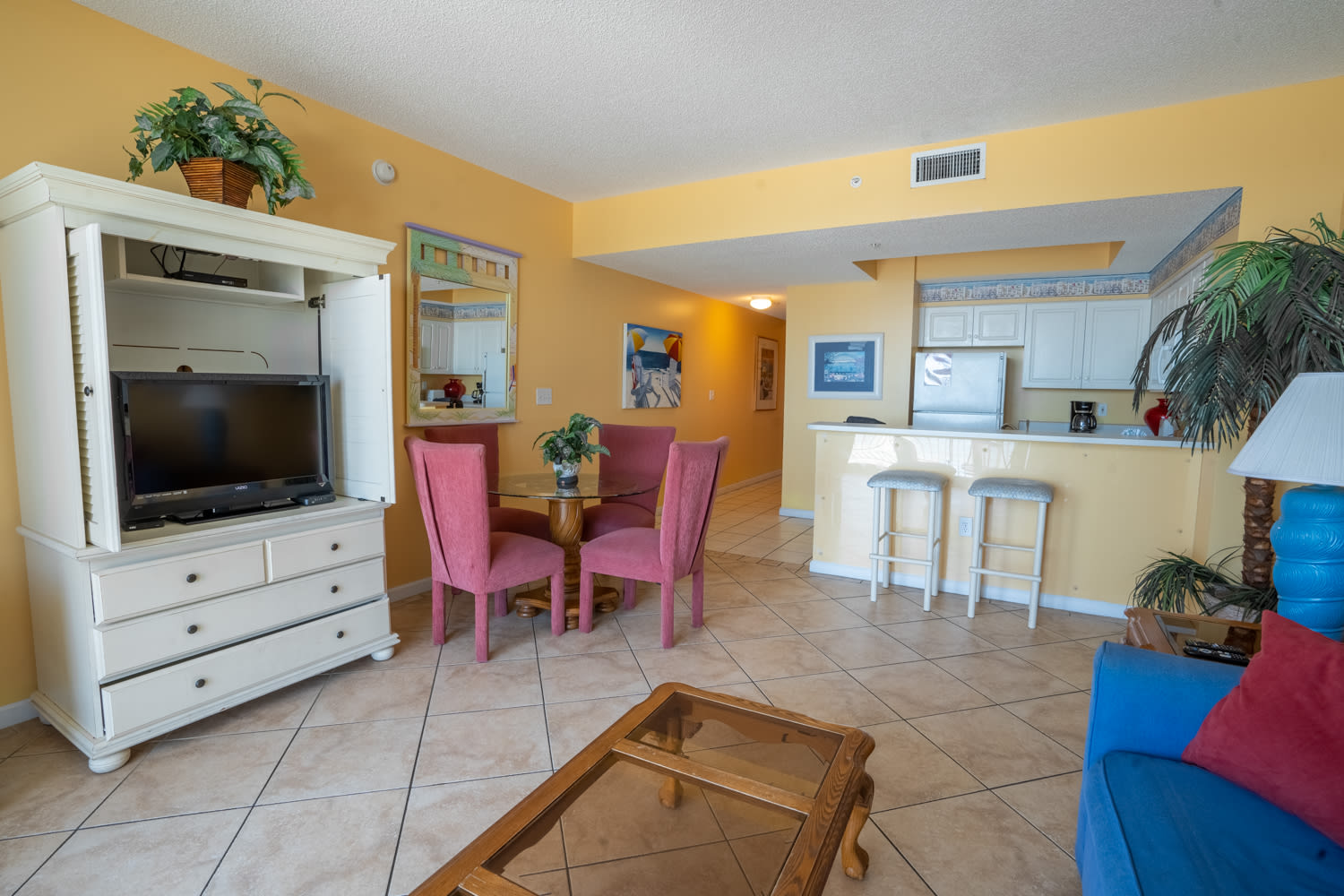 Living room with Cable TV/DVD.