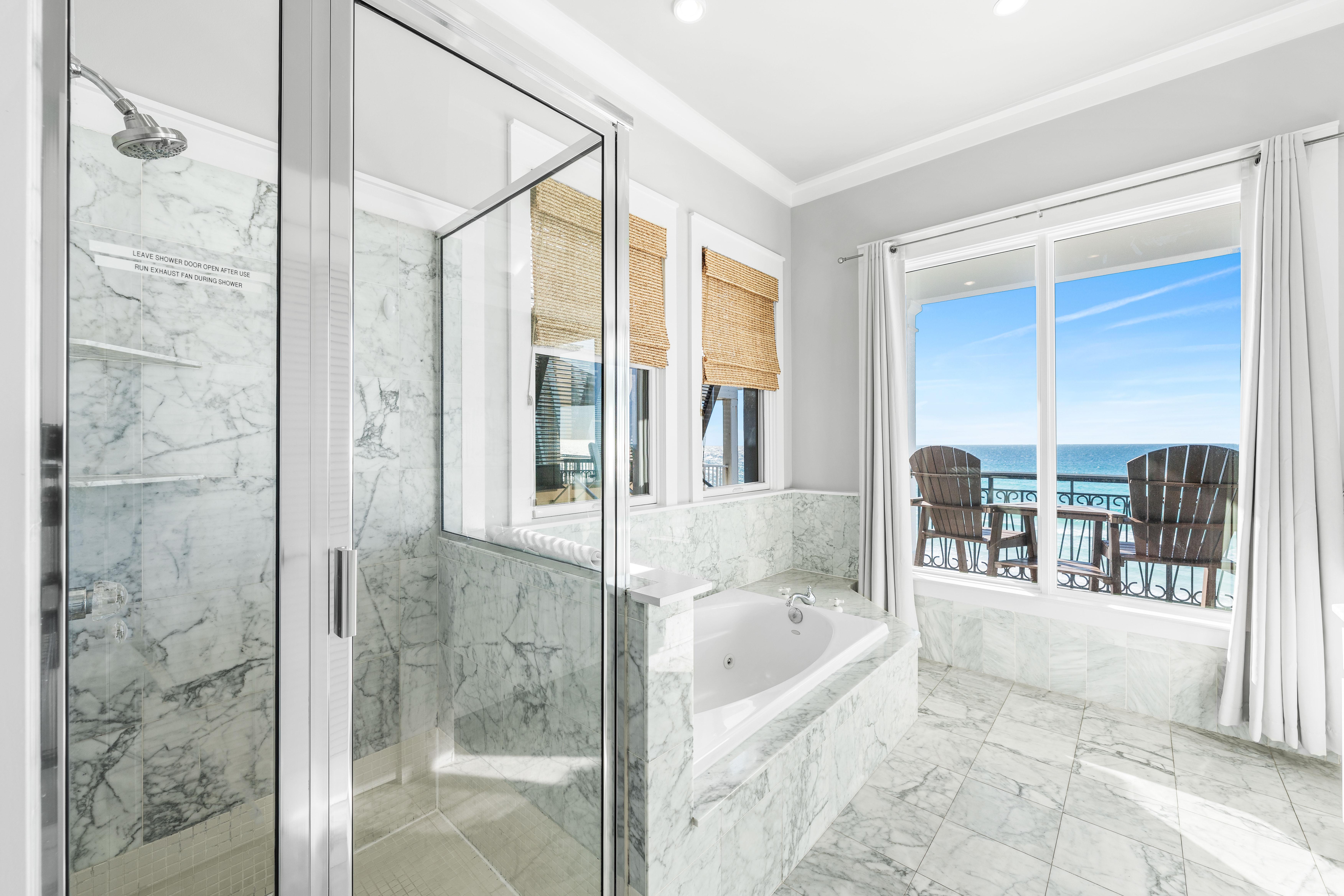 Primary Bathroom with Soaking Tub and Walk-In Shower