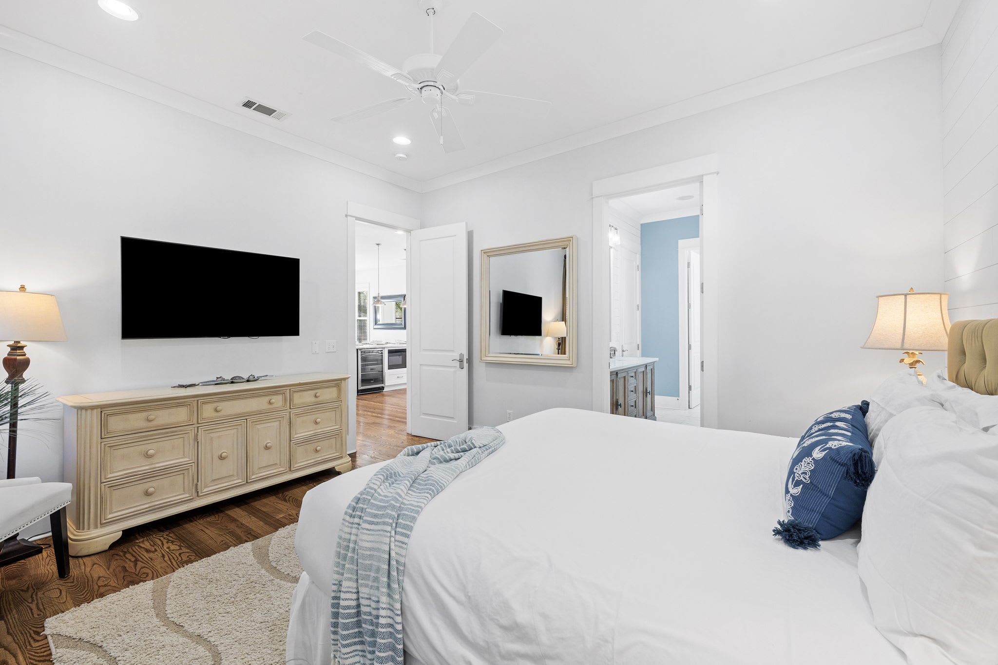 1st Floor Primary Suite - Equipped with a Large Flat Screen TV