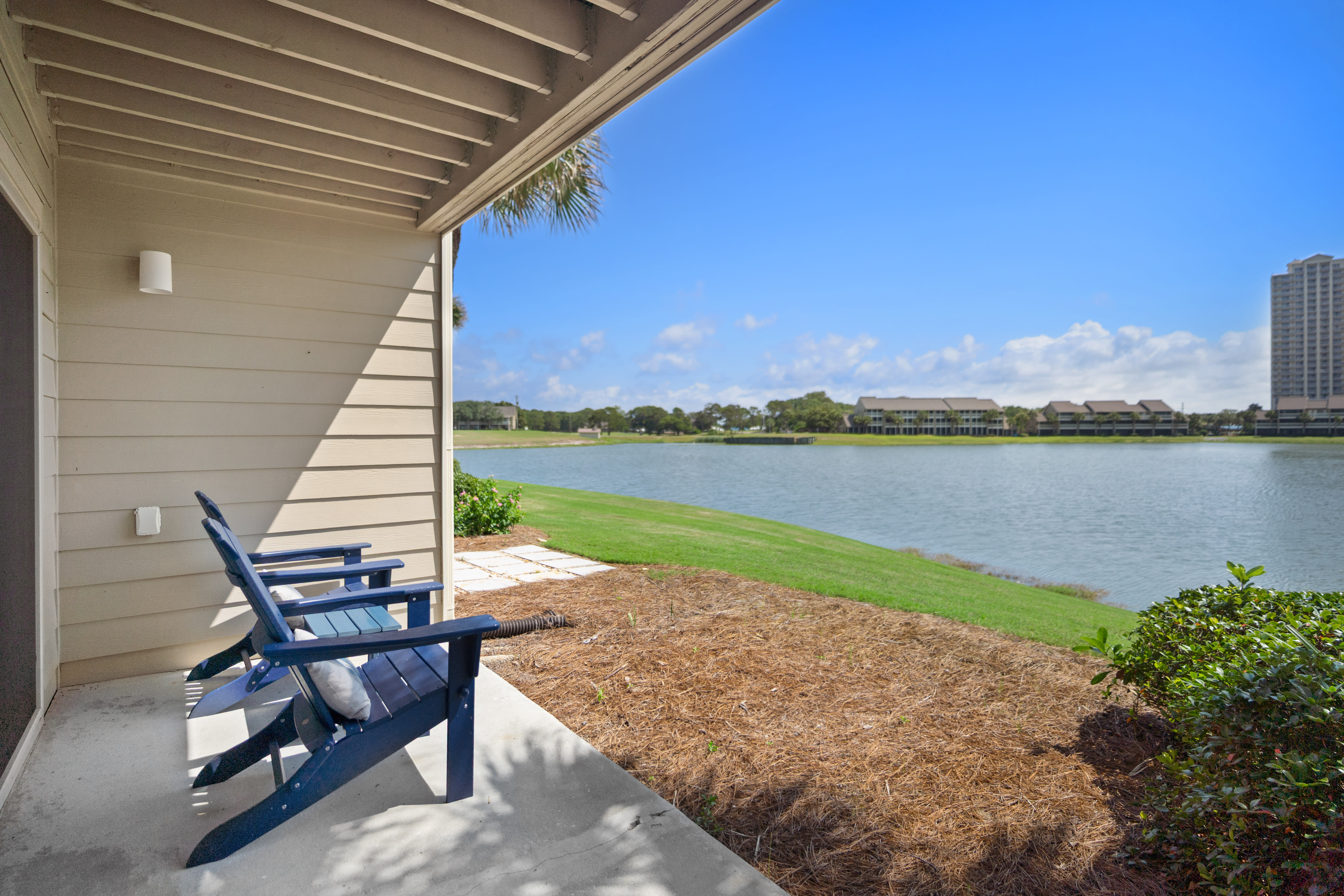 A peaceful outdoor spot perfect for relaxing by the water.