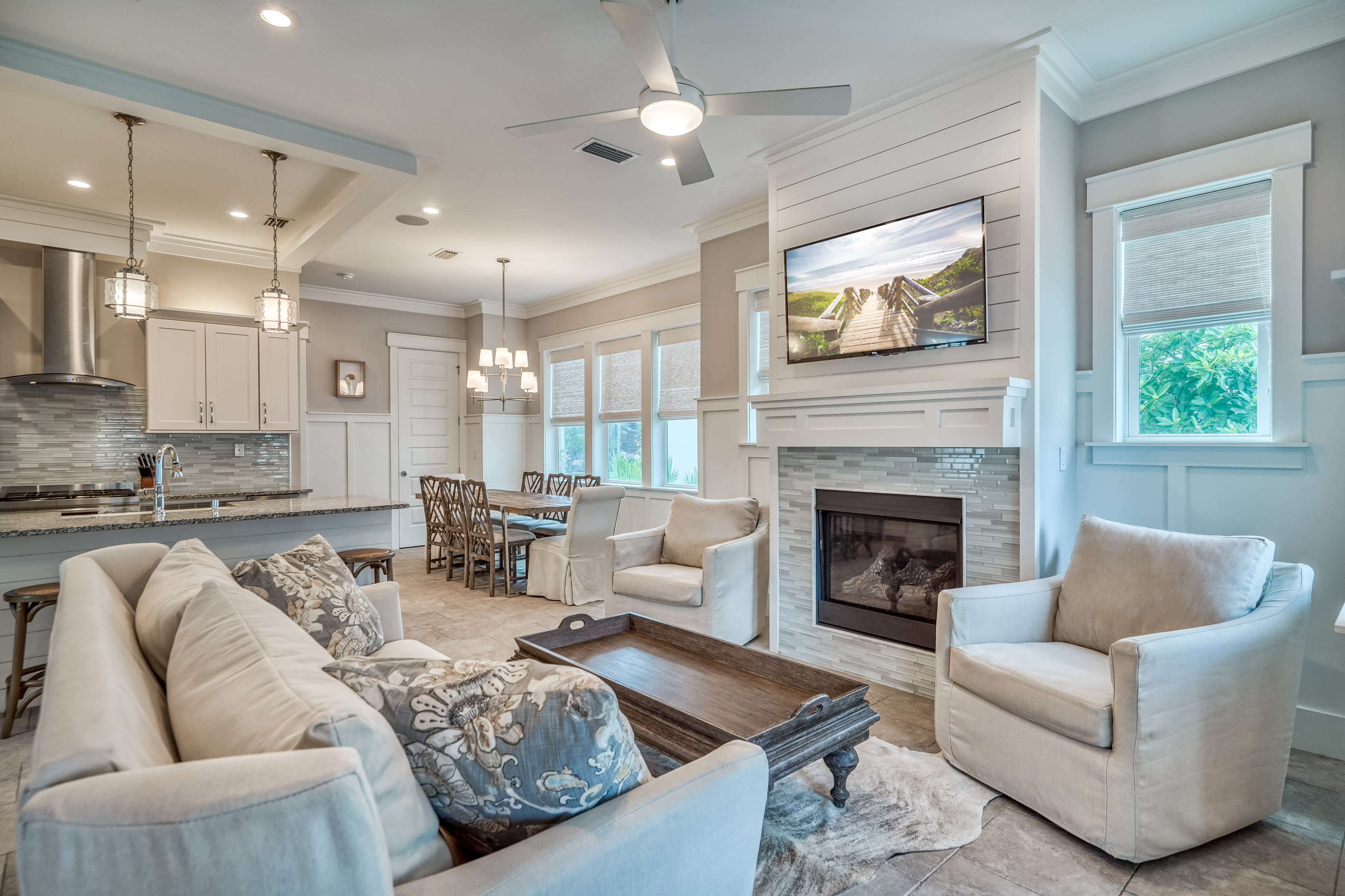 1st Floor Living Area - Equipped with a Large Flat Screen TV