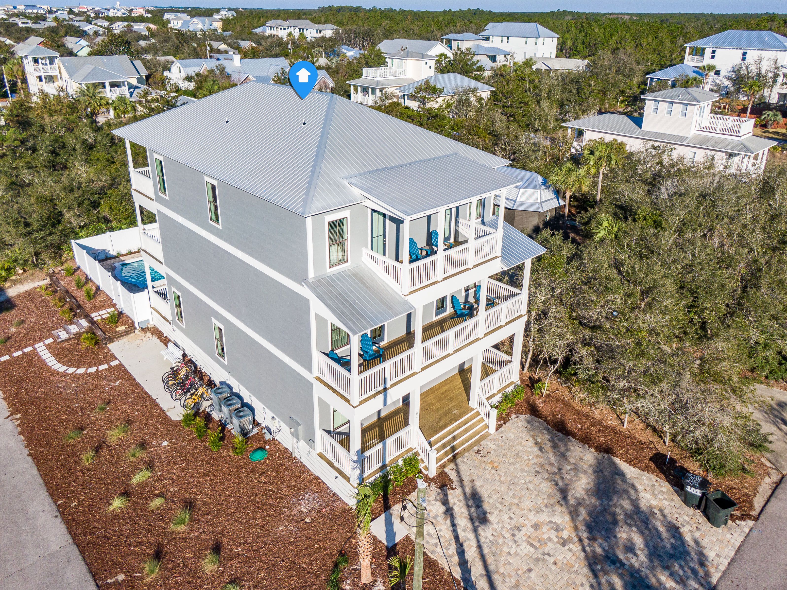 Three Story Balconies on Front and Back of House