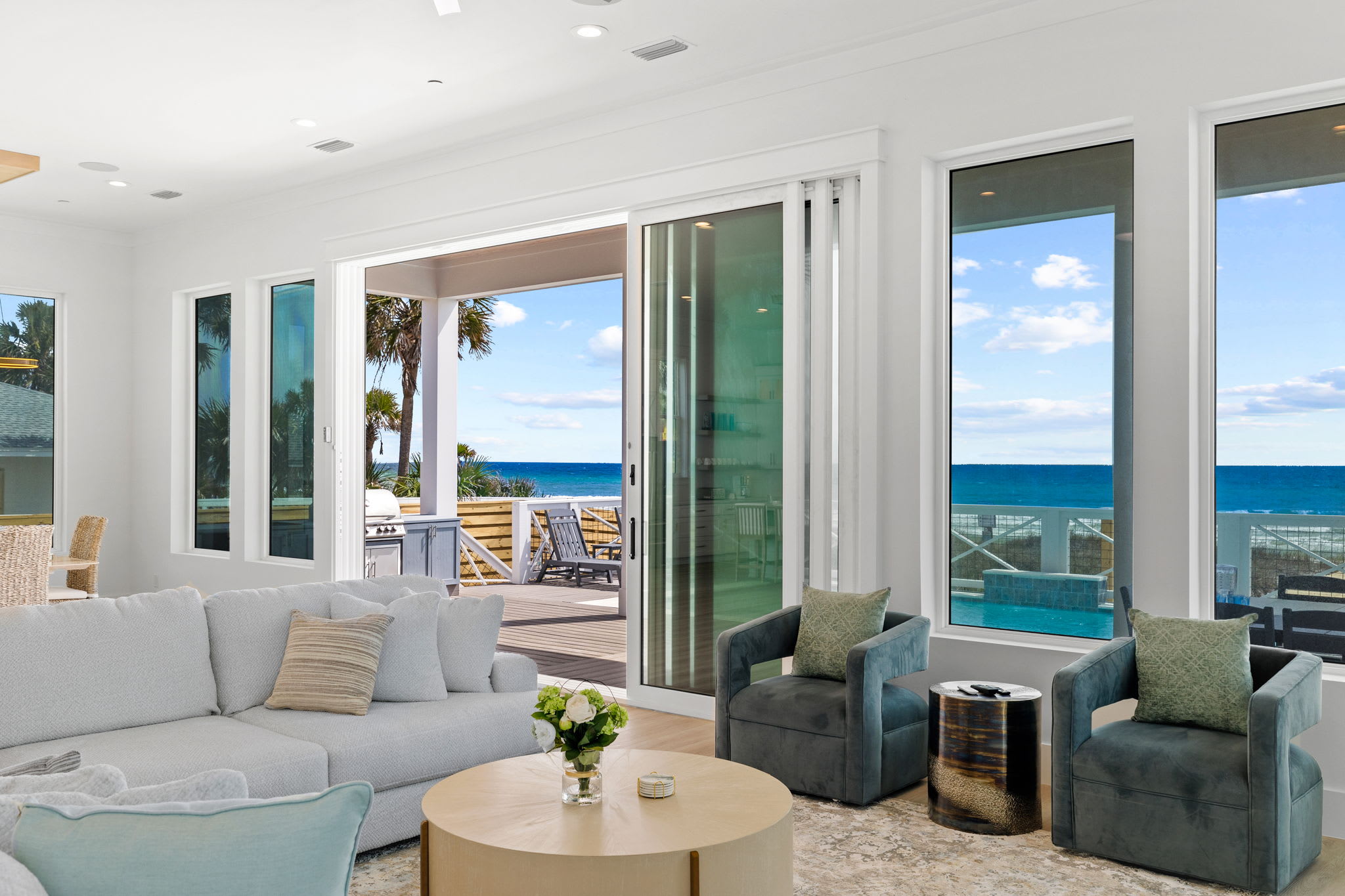 Sliding Glass Door Allow Views of the Beach for Days!