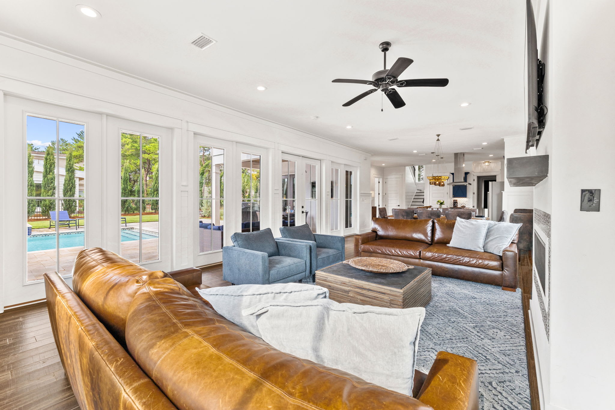 Living Room with Pool Views