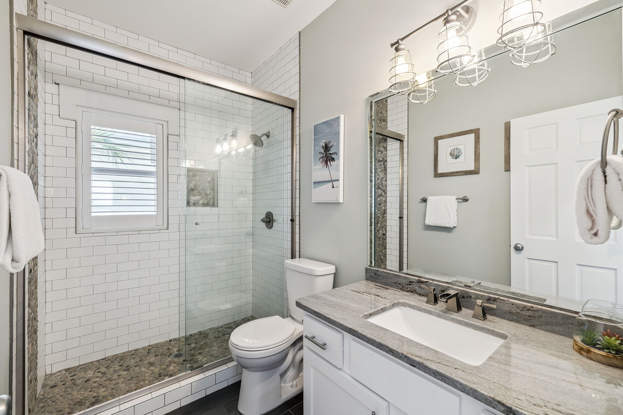 Shared Guest Bathroom - Single Vanity + Walk-In Shower