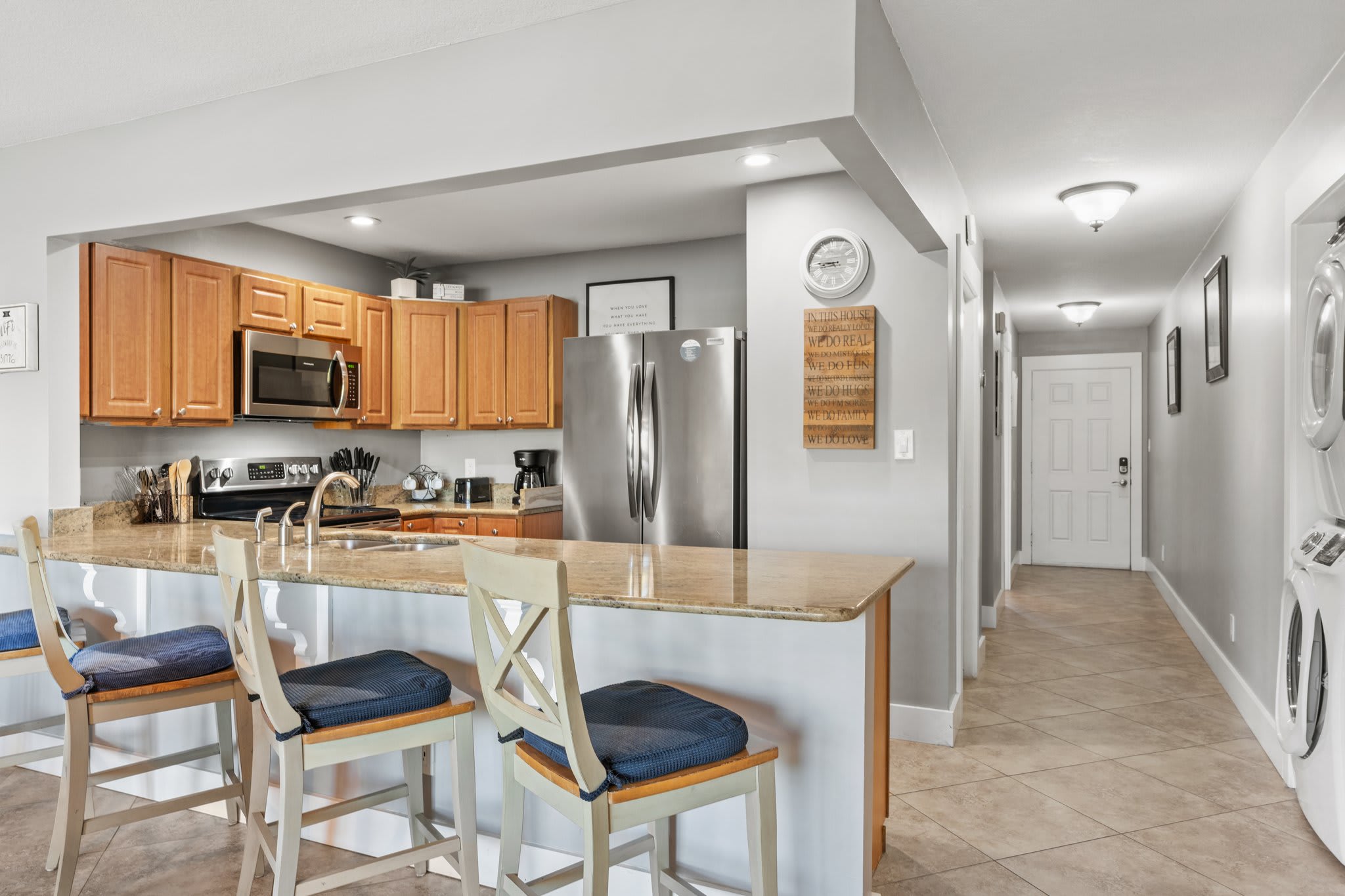 Stainless steel appliances in kitchen