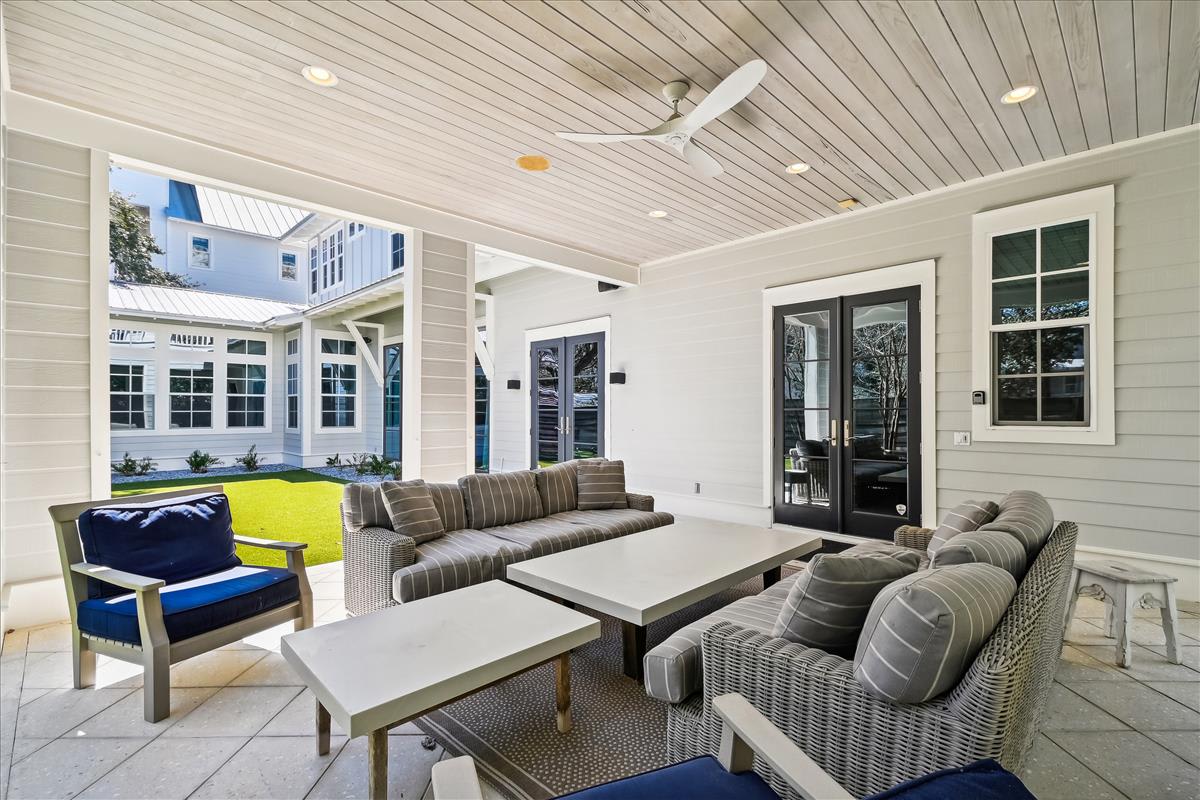 Covered Patio with Cozy Furnishings
