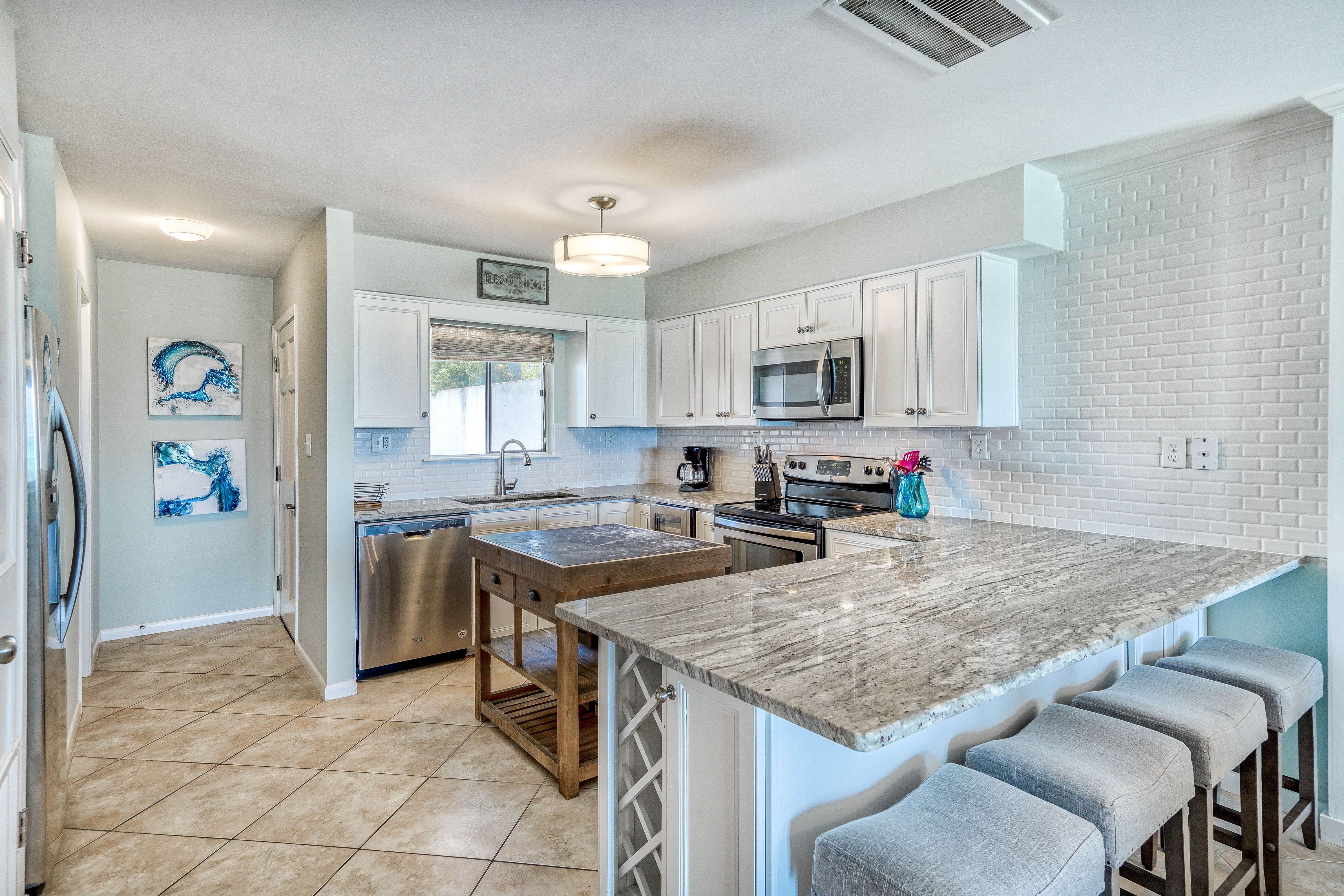 Updated Kitchen with Extra Bar Seating