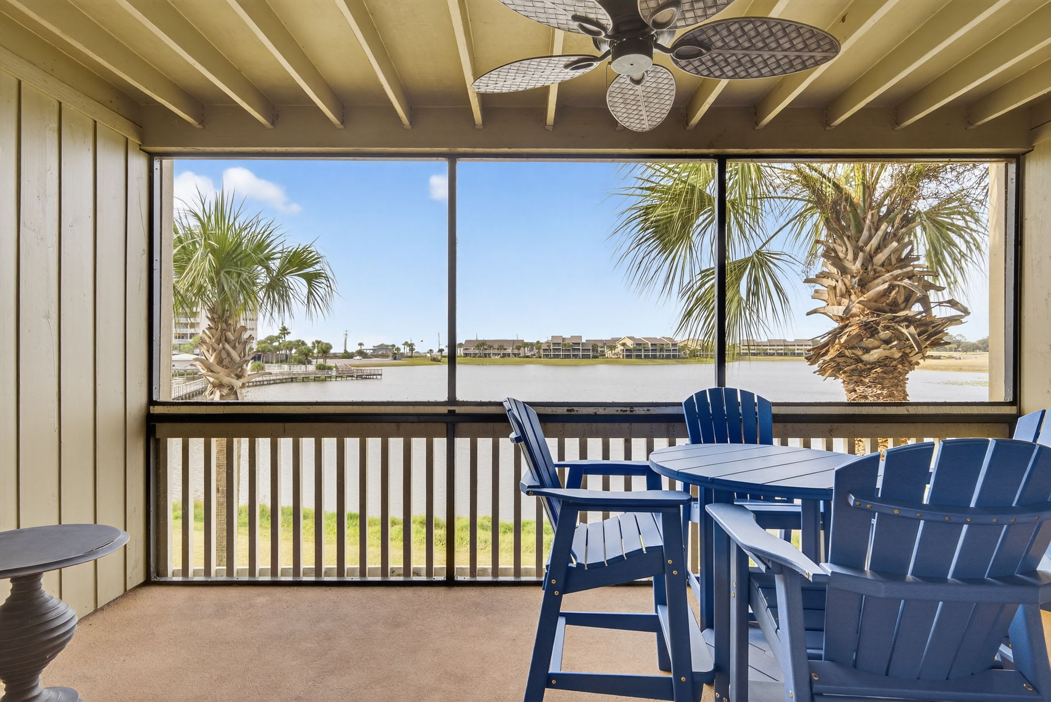 Settle into your private waterfront balcony with comfortable seating where you can enjoy peaceful water views and gentle coastal breezes.