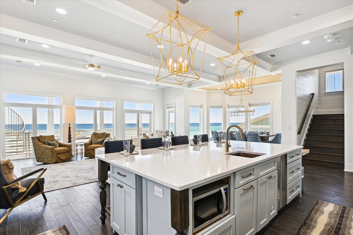 Oversized Island with Bar Seating and Gulf Views!