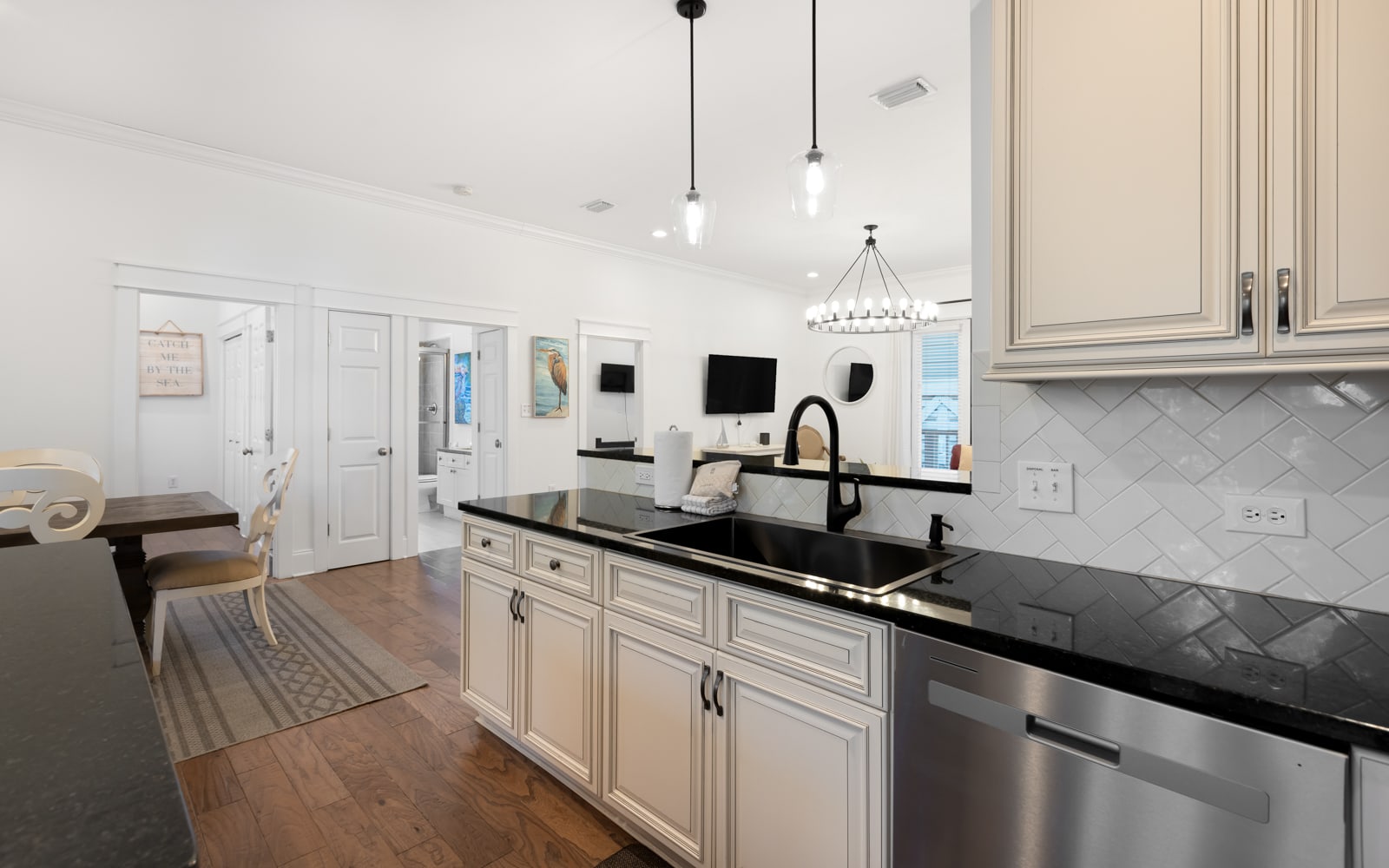 Your gourmet kitchen features elegant granite counters, custom cabinetry, and premium appliances for memorable meal prep.