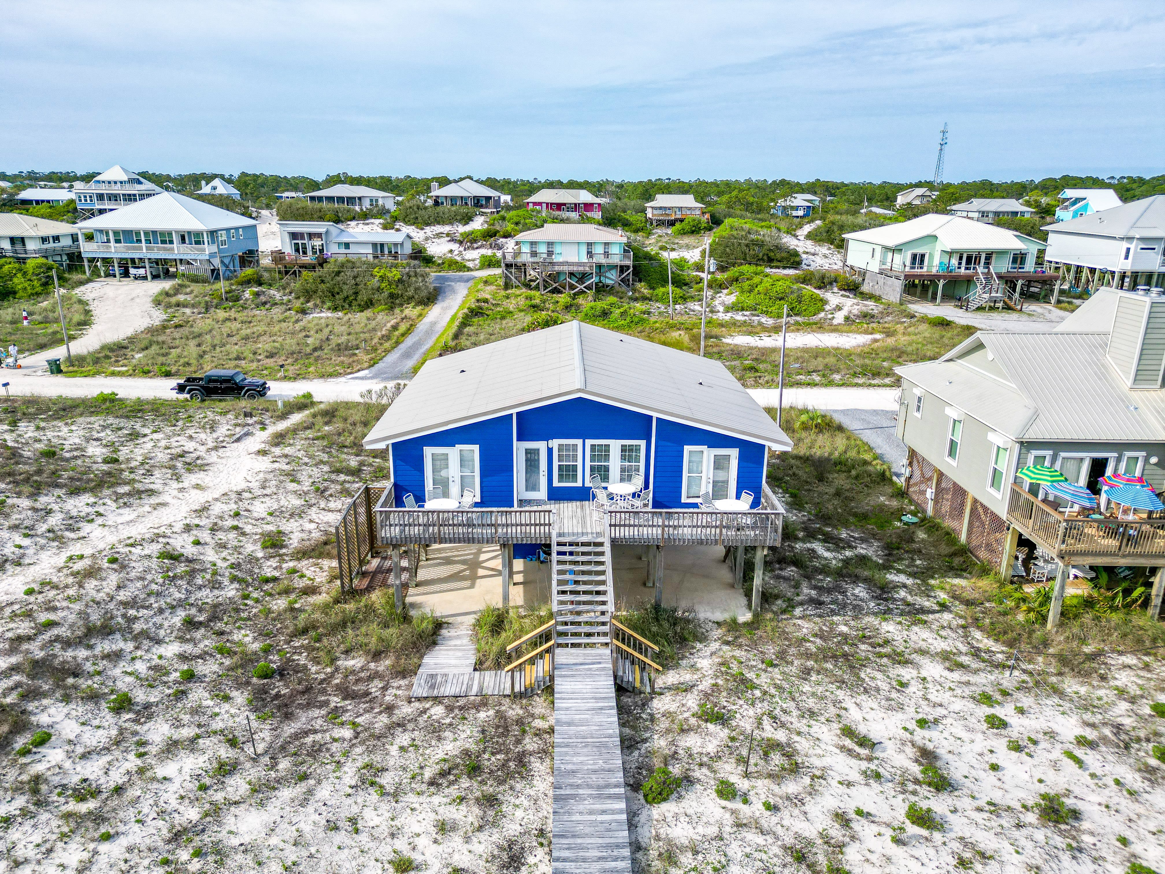 Cabana Beach House Beachside Aerial Exterior