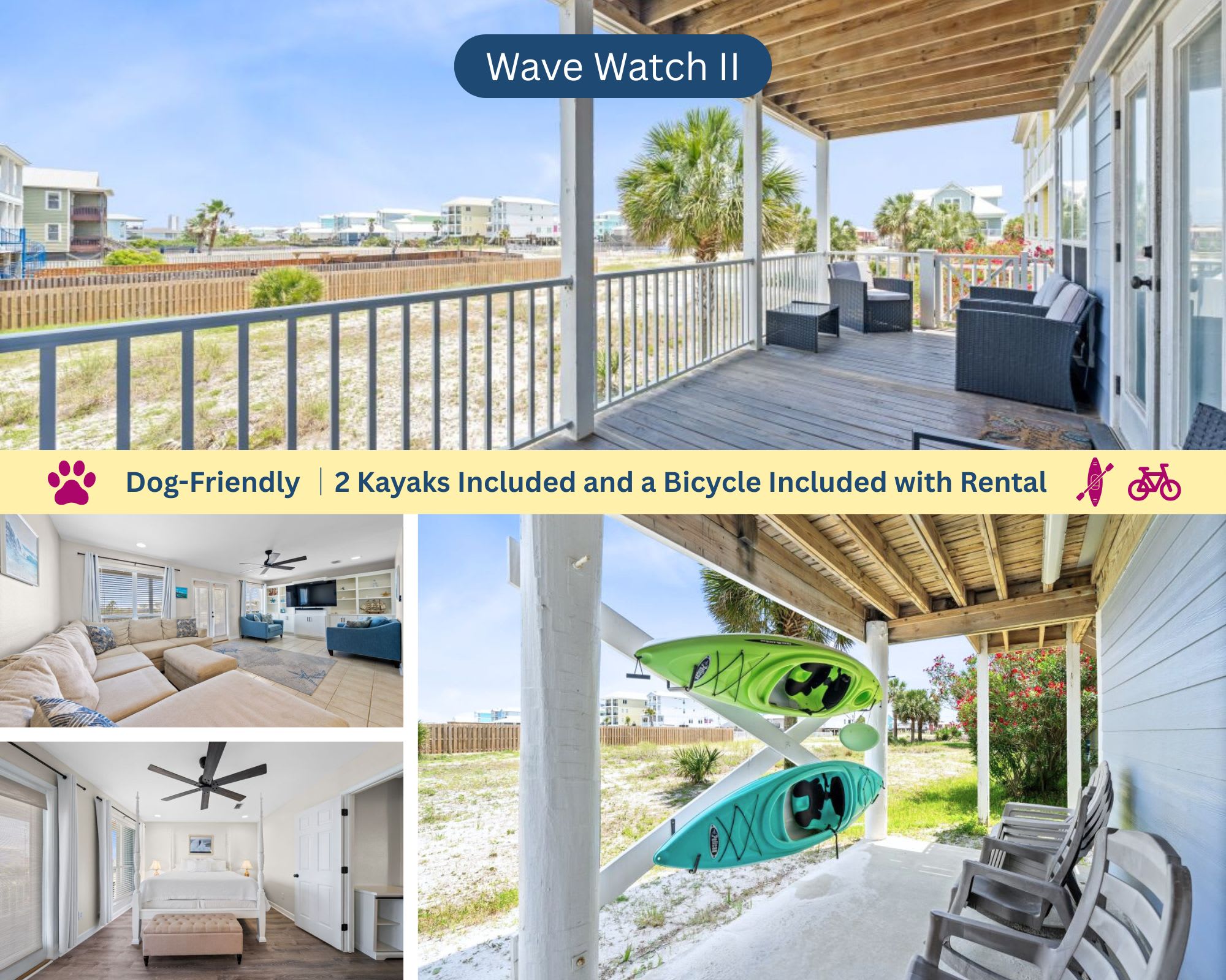 Wave Watch II: Dog-Friendly, 2 Kayaks + 1 Bicycle Included