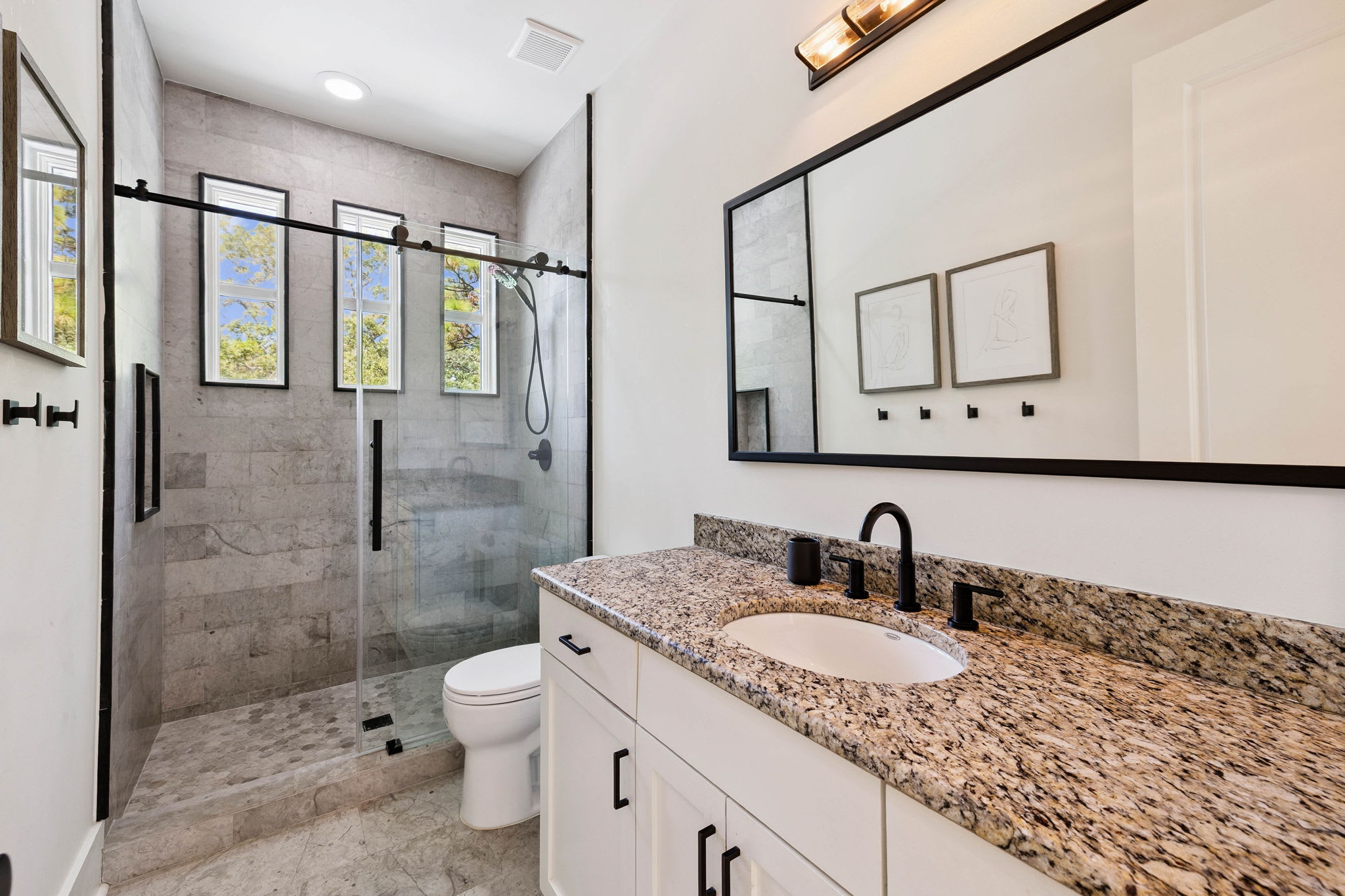 2nd Floor Shared Guest Bathroom - Single Vanity + Walk-In Shower