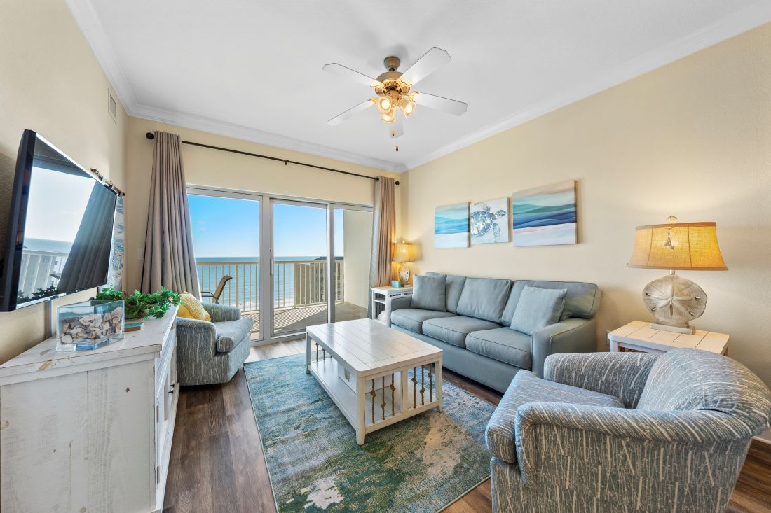 Unwind in your coastal living room where ocean views and comfortable seating create the perfect space for relaxation.