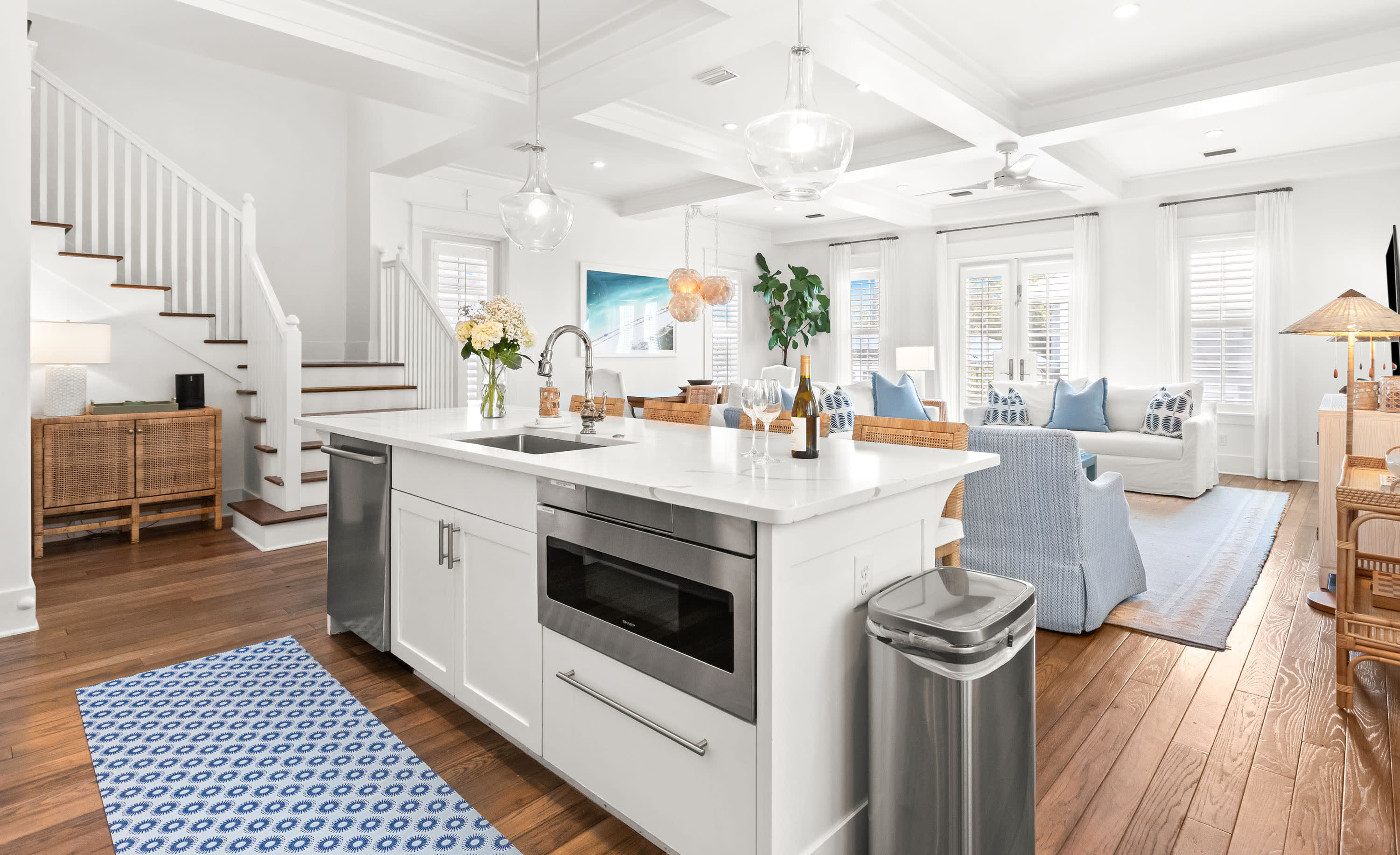 The kitchen is spacious for multiple people to cook together