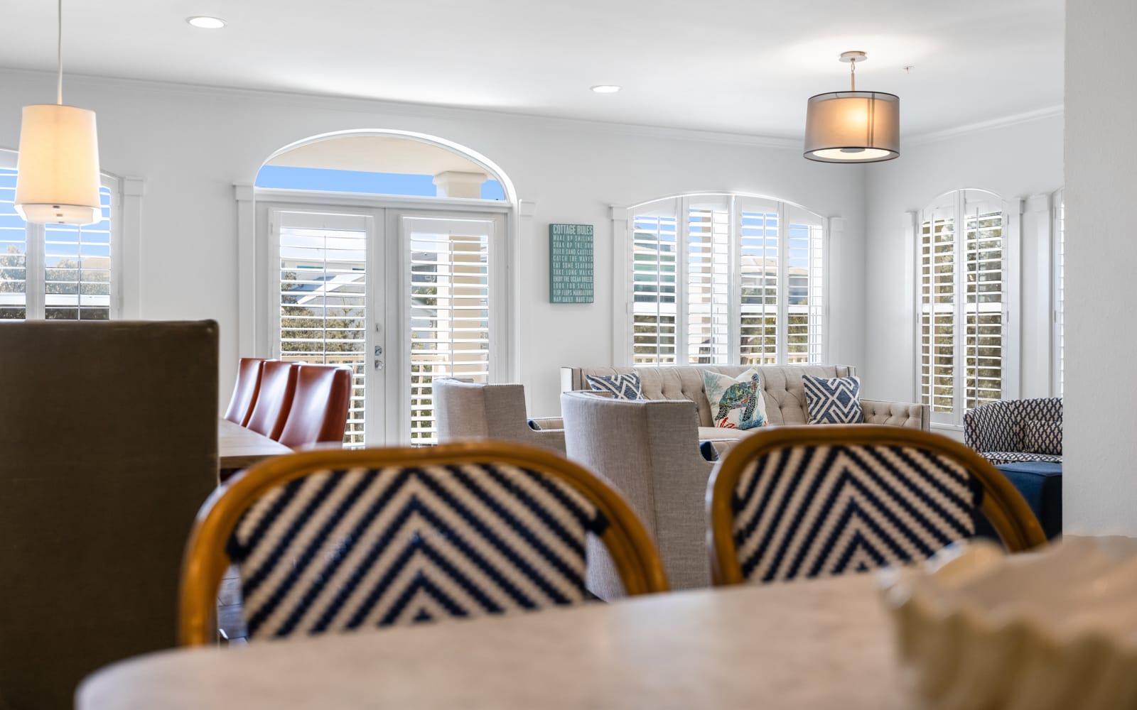 Relax in your beautifully appointed living space where comfortable seating and coastal-inspired decor create the perfect retreat.