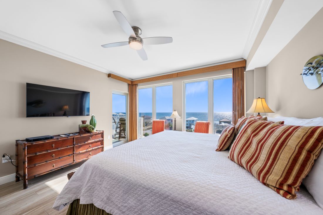 Wake up to stunning ocean views from your comfortable bed, with French doors opening to your private balcony and gentle sea breezes.
