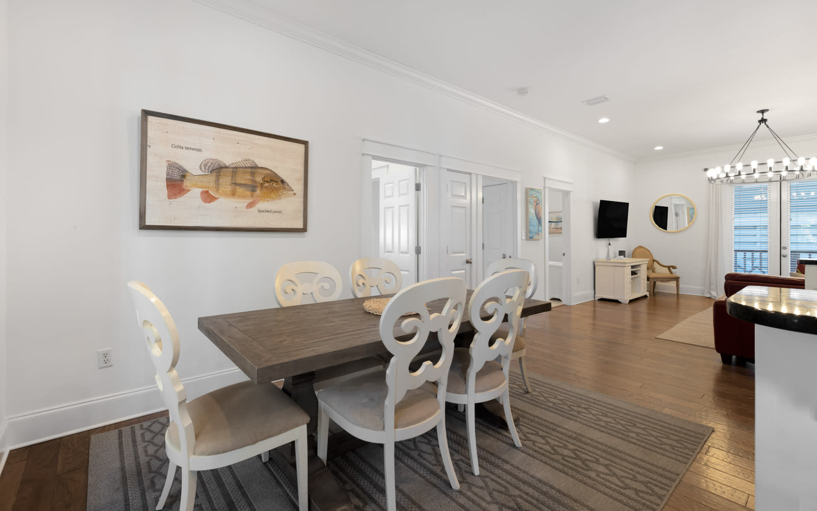 Gather around your elegant dining table for memorable meals with coastal charm and sophisticated comfort.