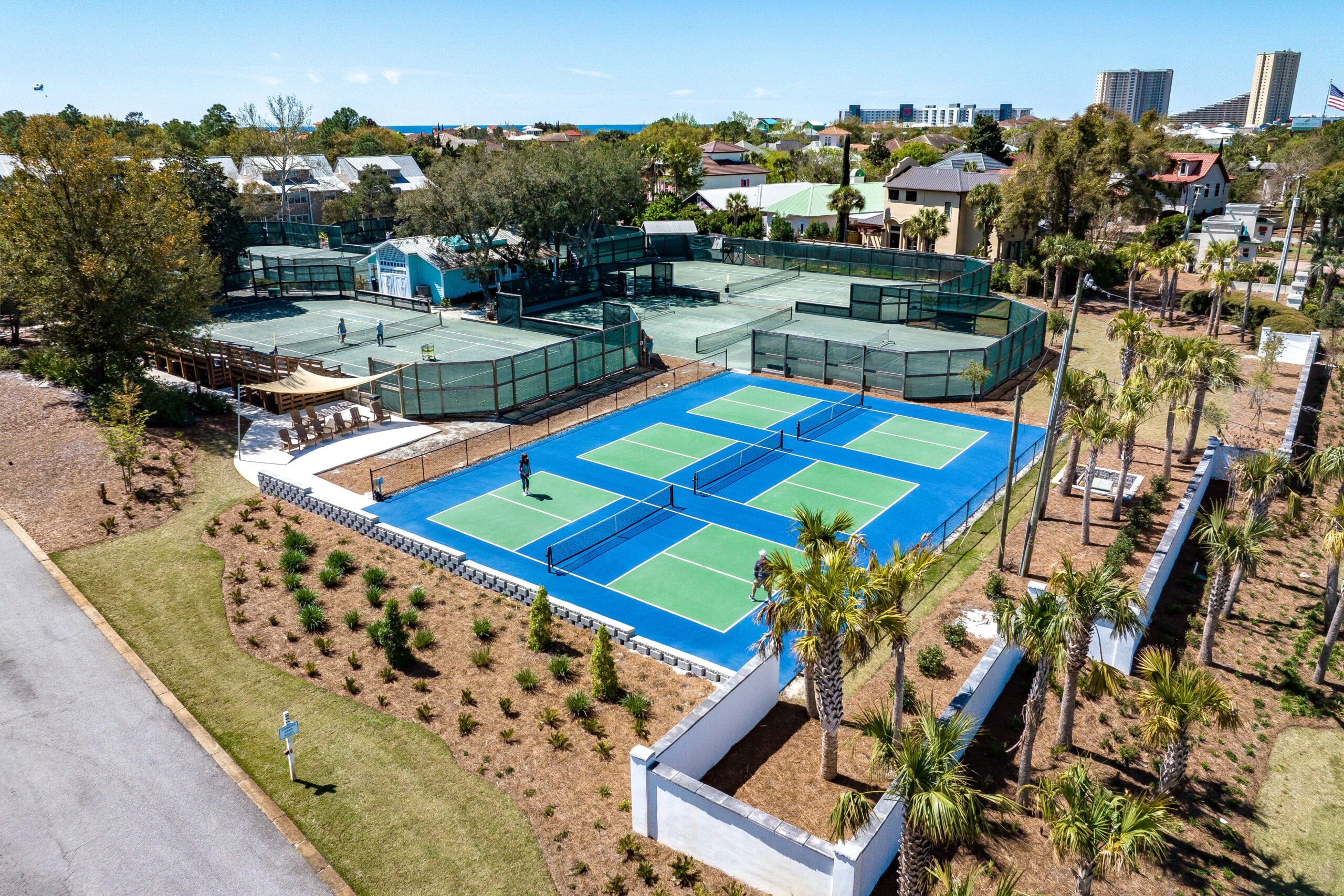Serve up some fun on championship tennis and pickleball courts, all just steps from your front door.
