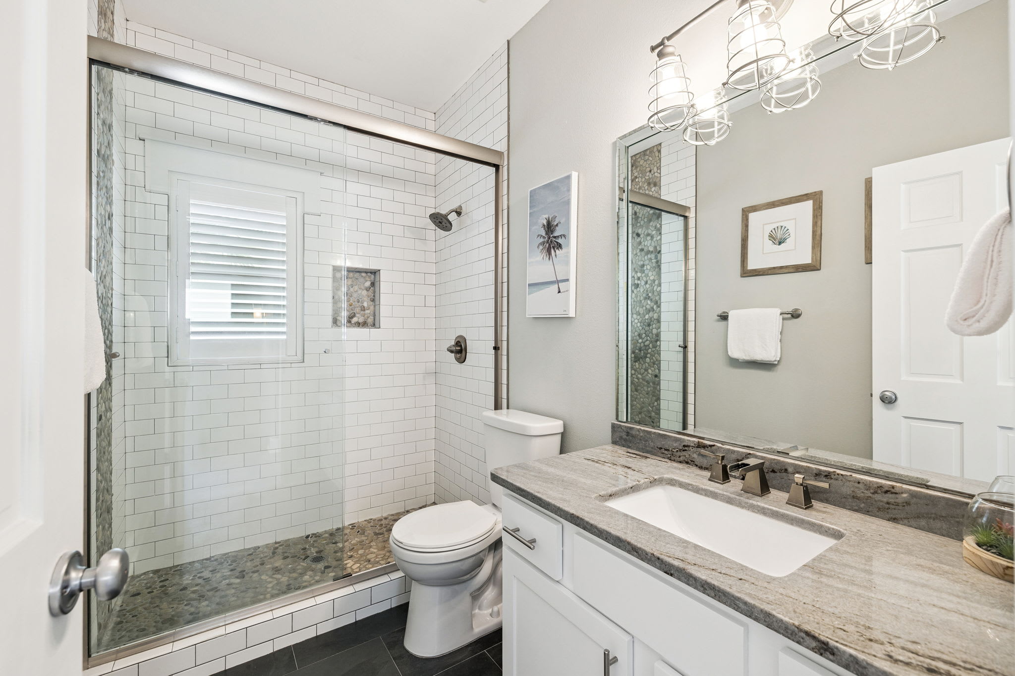 Shared Guest Bathroom - Single Vanity + Walk-In Shower