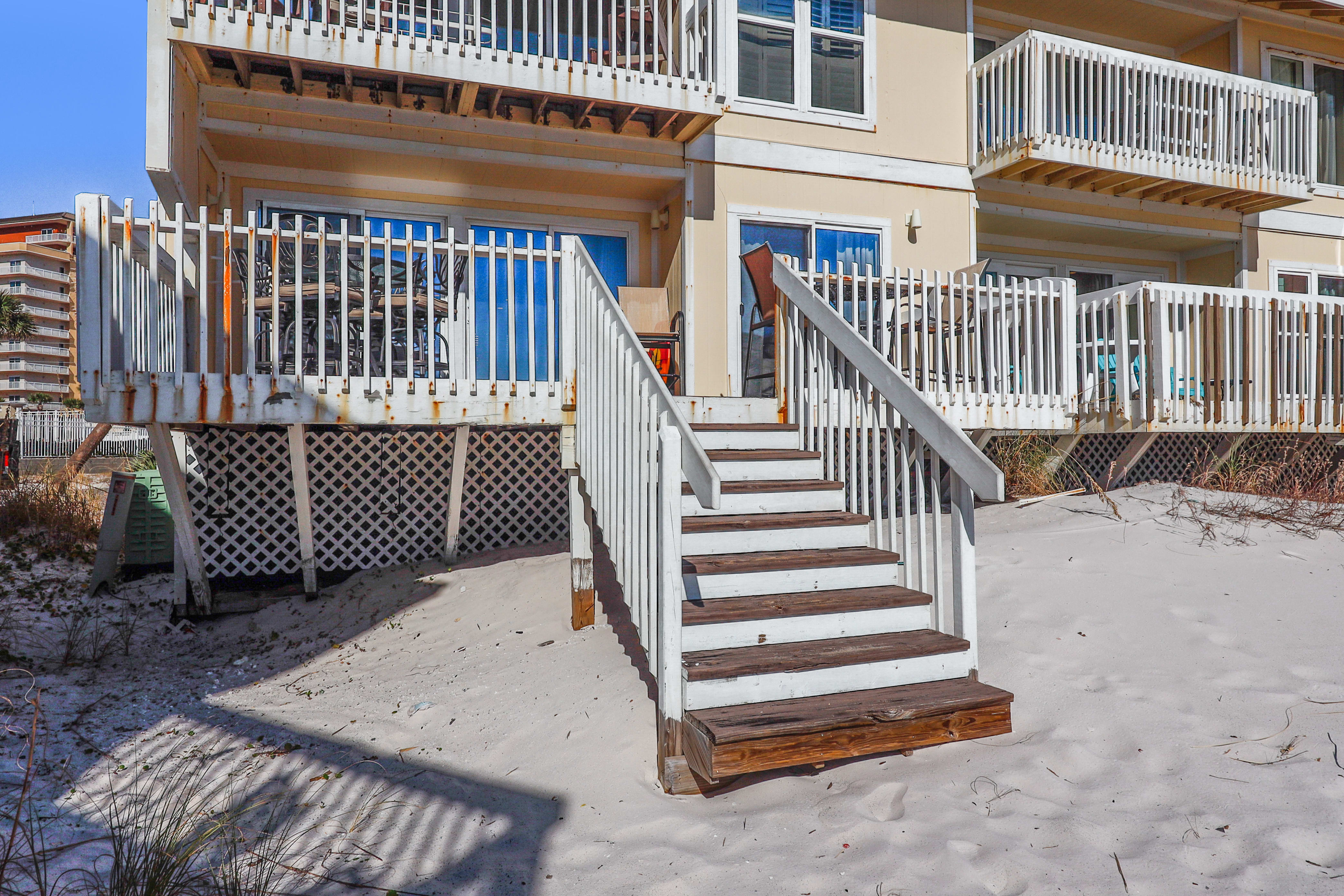 Deck leading to sand