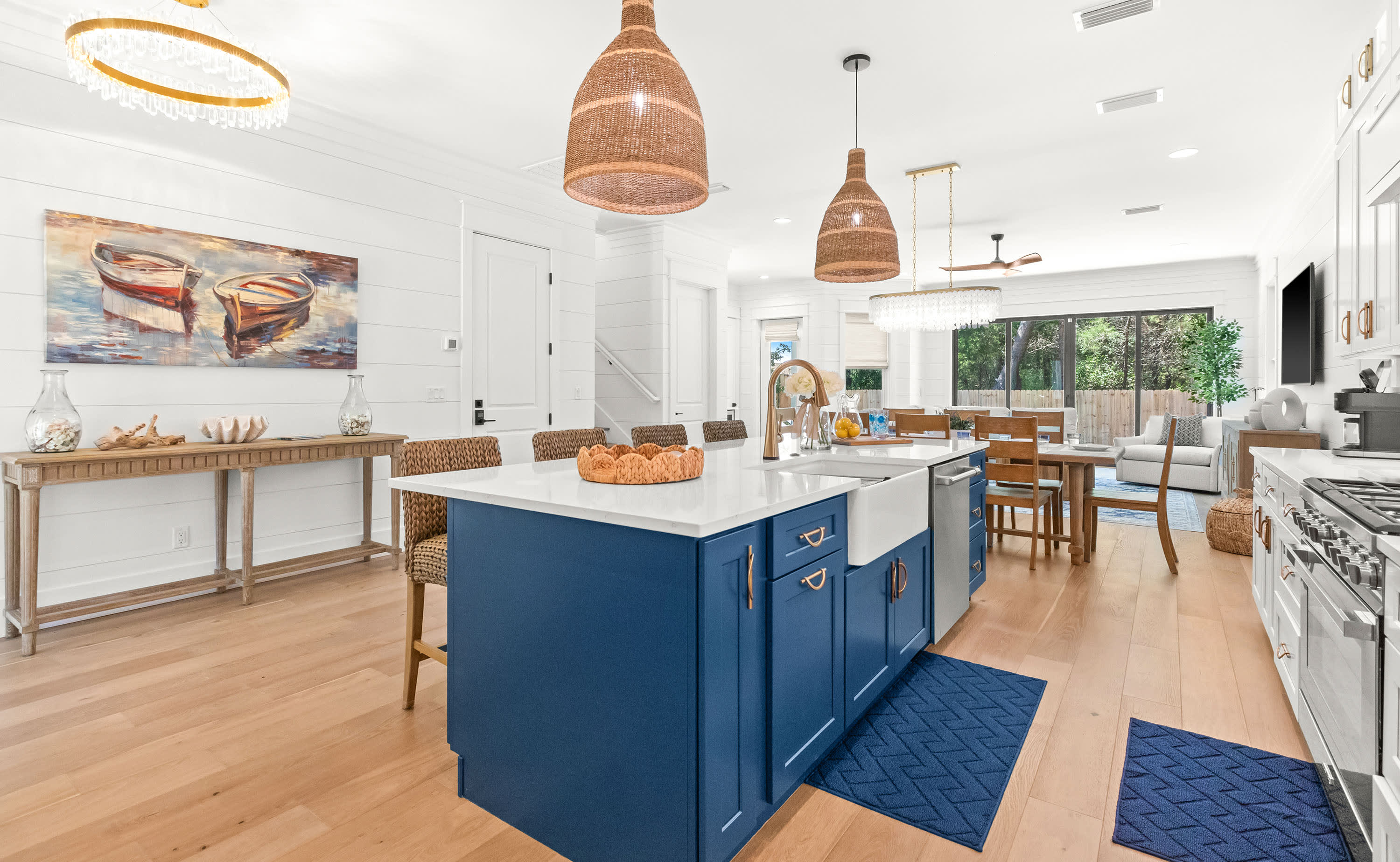 Built-in charging stations in the kitchen island