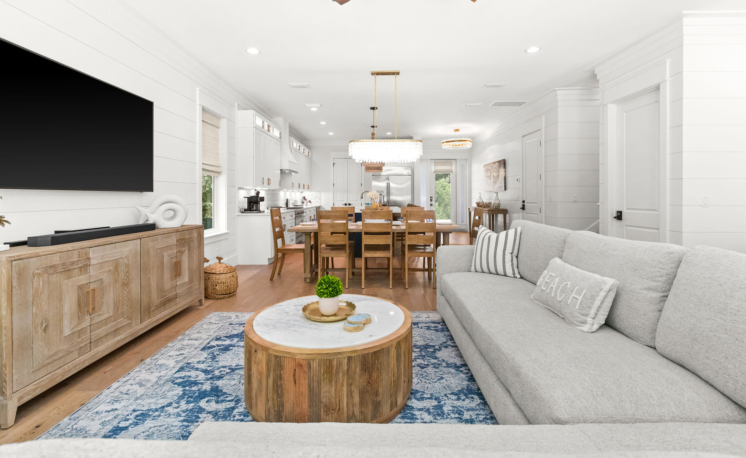 Expansive and plush sectional sofa in the main living area