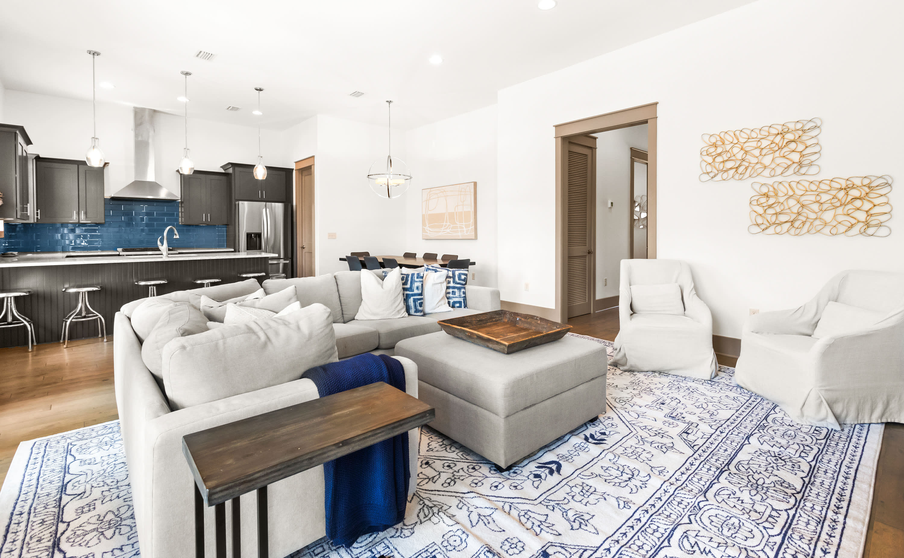 The comfortable sectional sofa is plush and inviting