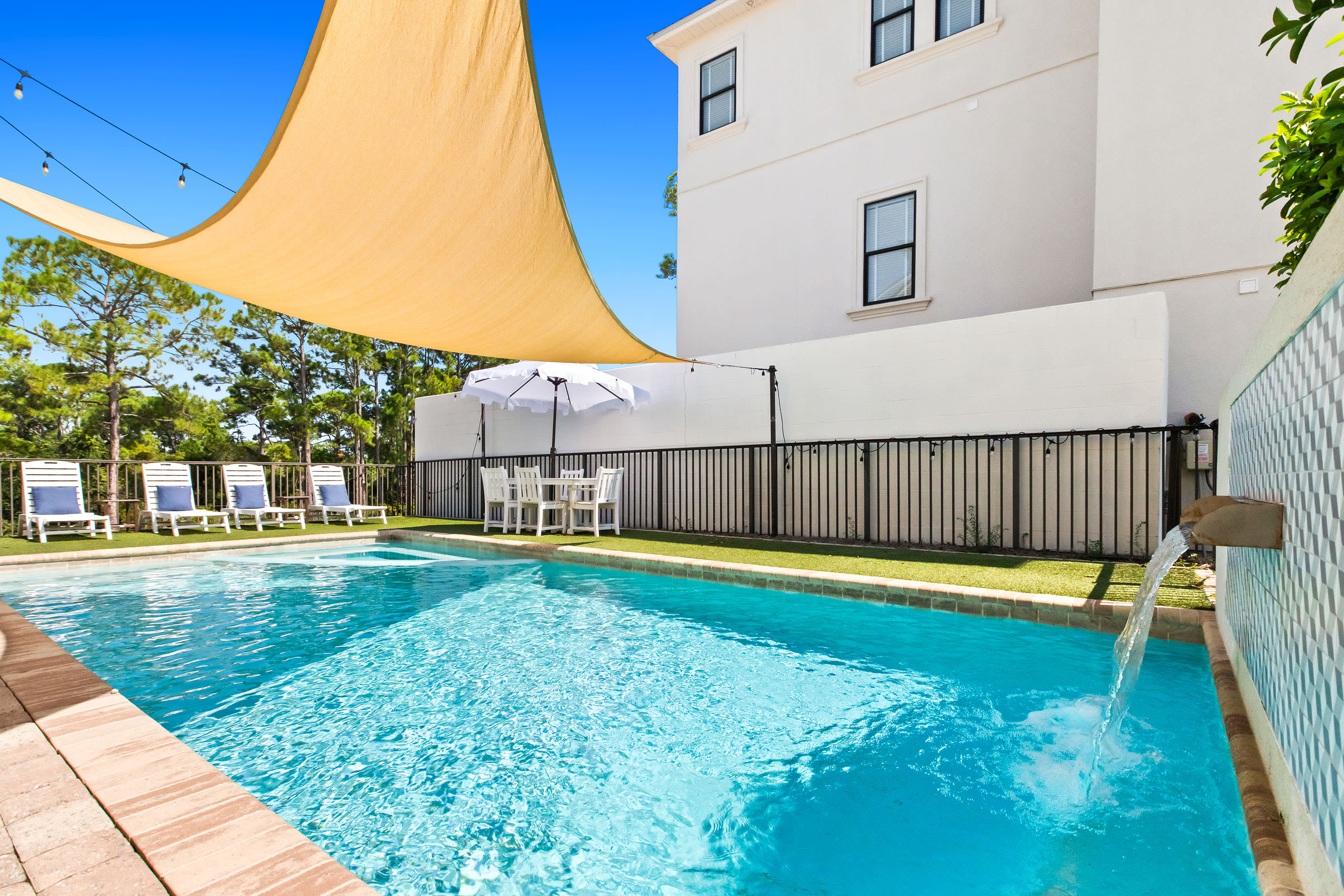 Private Pool and Spa with sun shade and water feature
