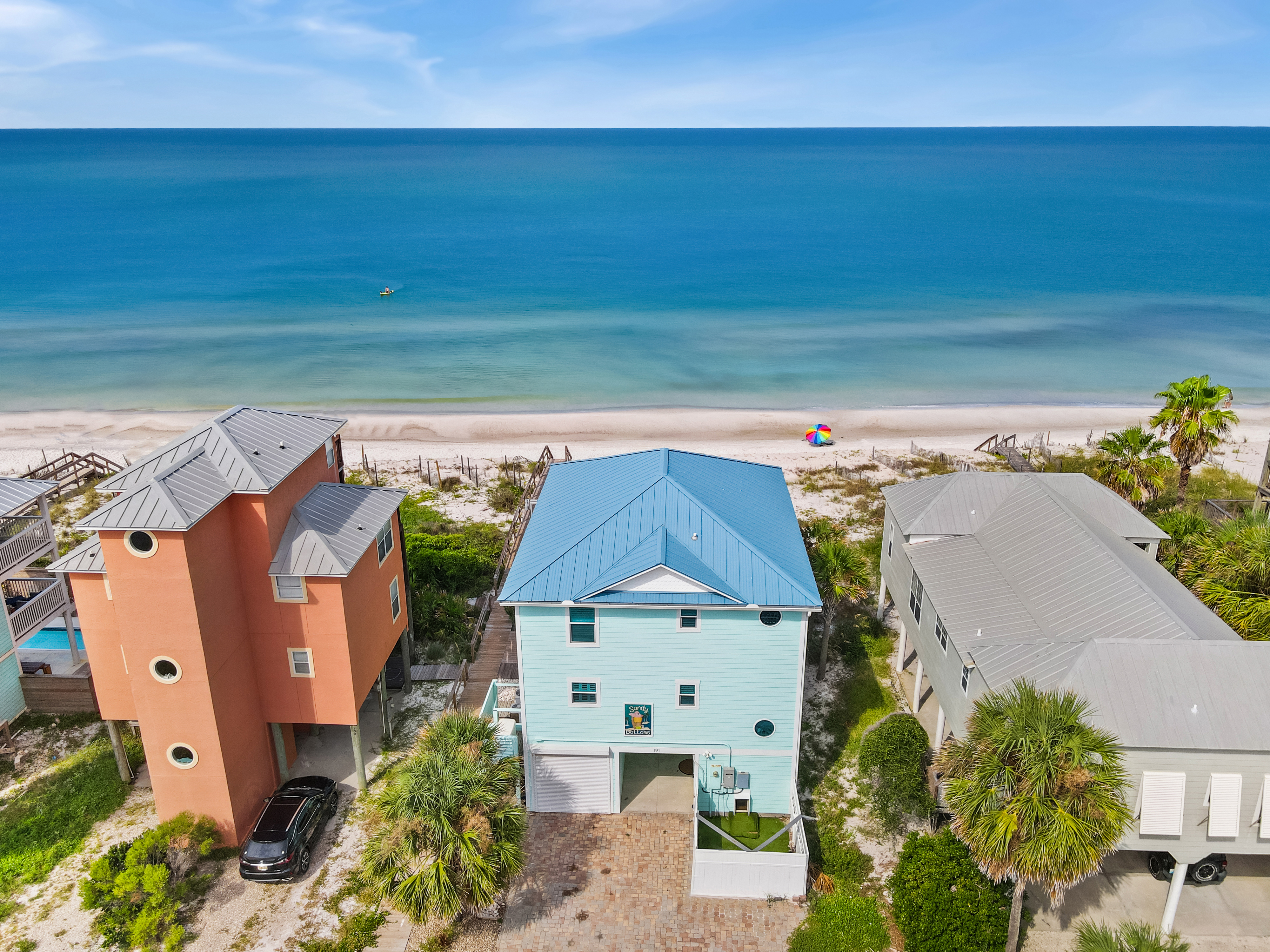 Aerial view of home - right on the Beach!!
