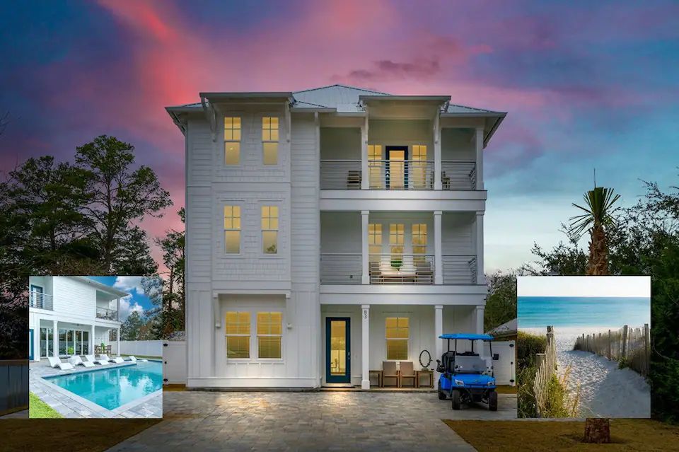 Ovation-1 Newly built in 2024, Ovation is a designer-grade beach residence that comfortably accommodates 21 guests. Situated near the finest beaches on 30A! Enjoy Ovation's free private pool, golf cart, and paddleboards.