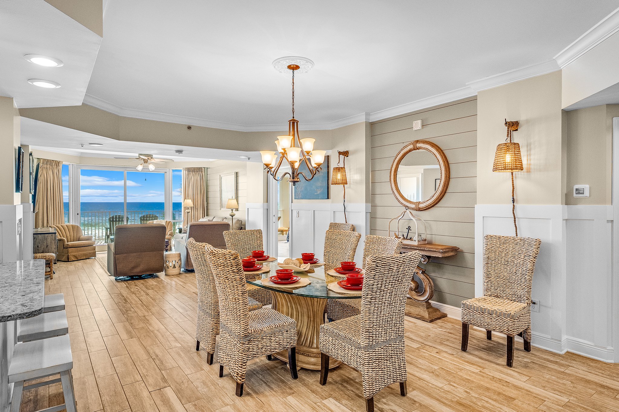 Dinning for 8 at the table and more at the counter.