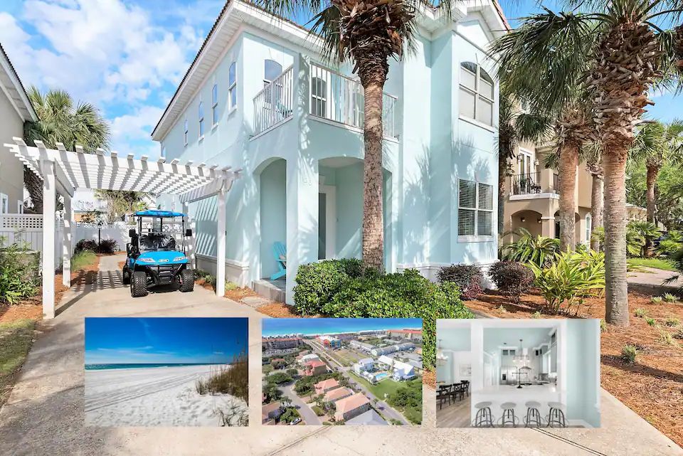 Seafoam-1 Designer grade finishes with an easy 3 minute walk to private, gated beach. Includes free golf cart, paddleboards, kayaks. Two community pools.