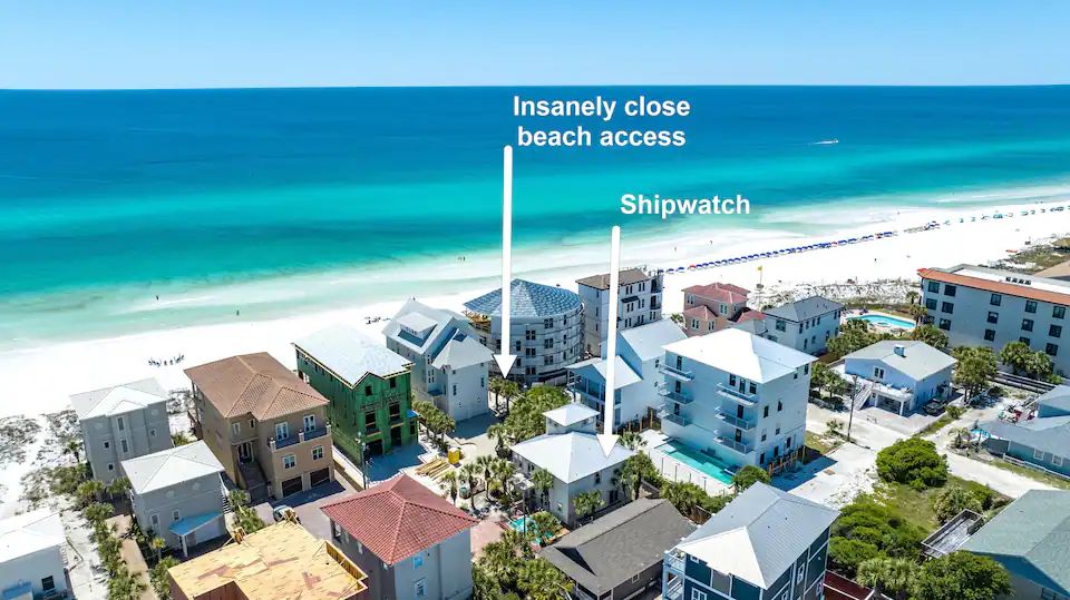 Shipwatch-1 Looking for super easy access to uncrowded, sugar sand beaches? Need room for 20 people? Welcome to Shipwatch!