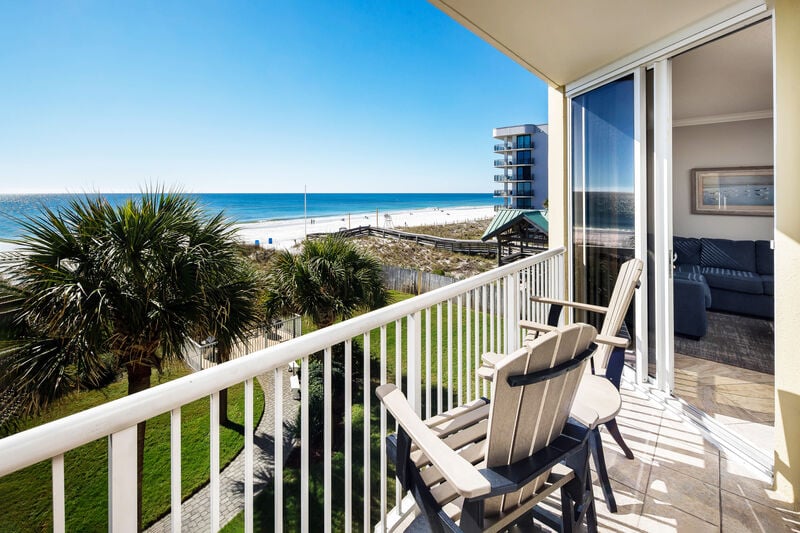 Beacfront Balcony - Waters Edge Resort Unit 304 Okaloosa Island Fort Walton Beach Vacation Rentals by Sunset Resort Rentals
