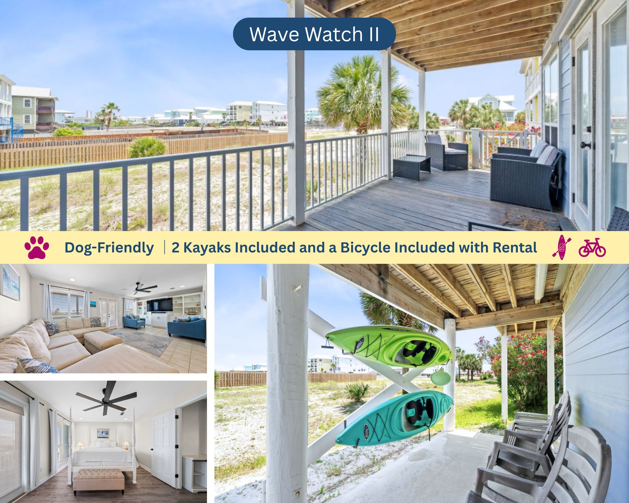 Wave Watch II: Dog-Friendly, 2 Kayaks + 1 Bicycle Included
