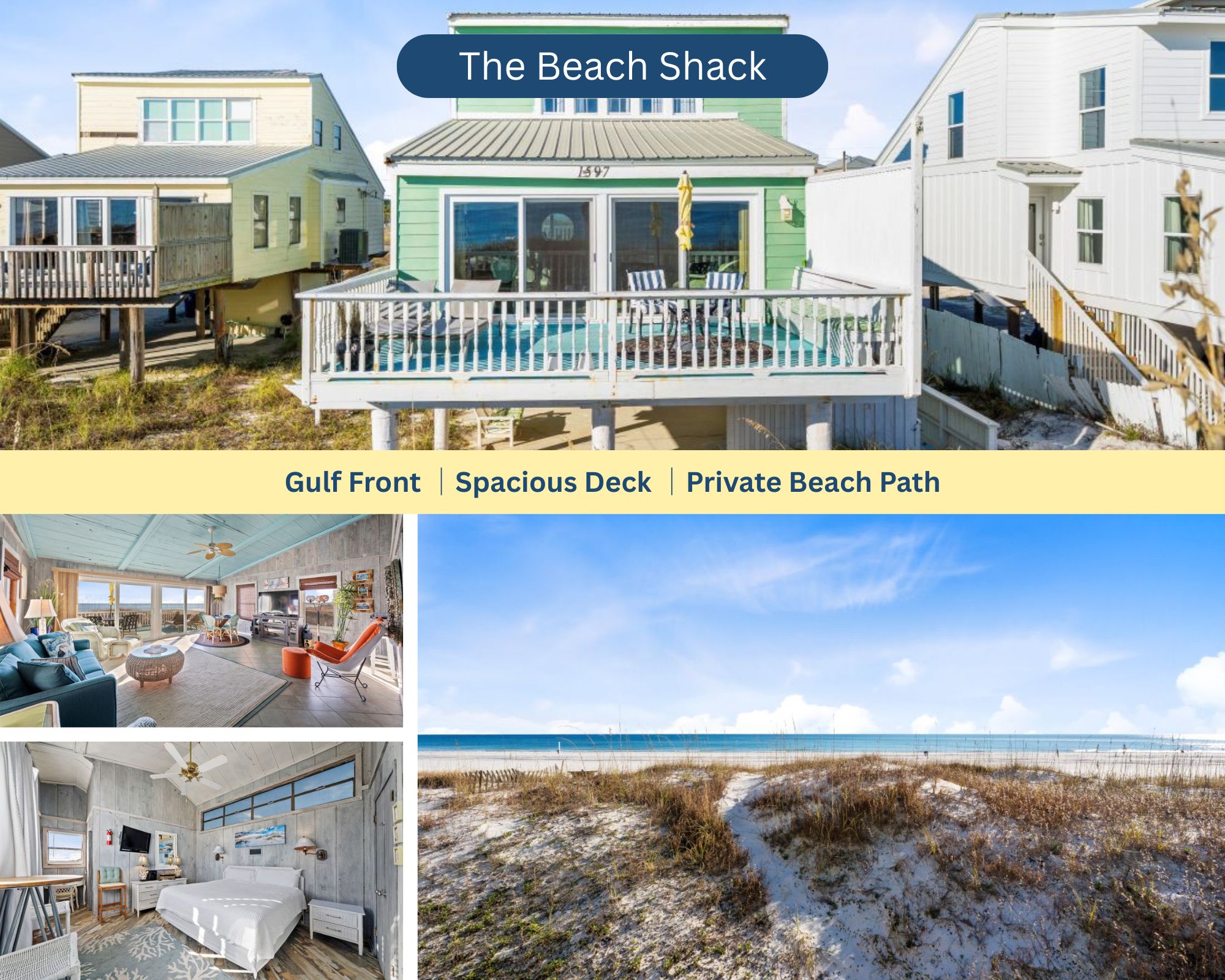 The Beach Shack: Gulf Front ¦Spacious Deck ¦Private Beach Path