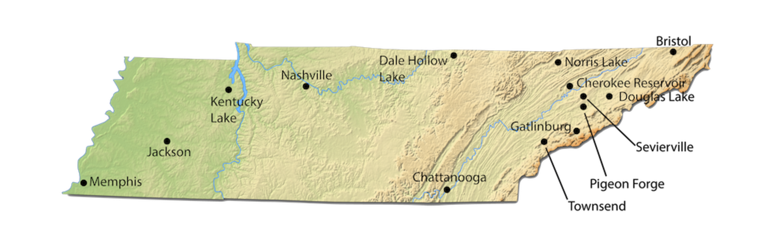 Tennessee City Map for Cabin Rentals