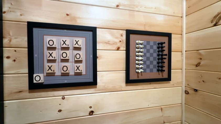 Fun framed game-wall art brings playful character to the space — chess and tic-tac-toe… Sevierville, Tennessee Cabin Rental - Gallery Image #14