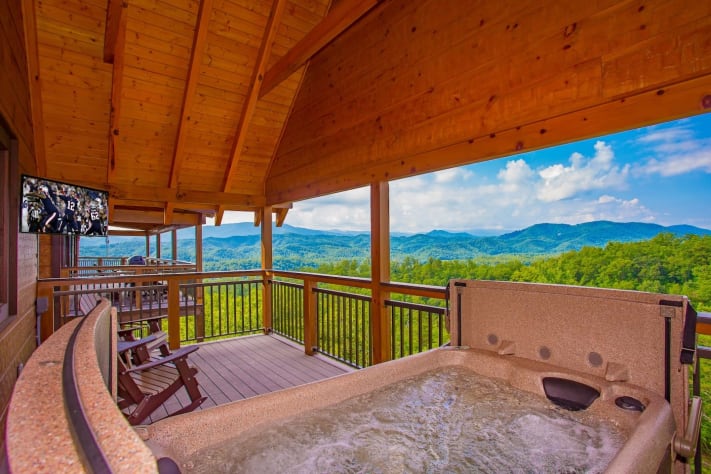 Private balcony and hot tub for the master bedroom. Pigeon Forge, Tennessee Cabin Rental - Gallery Image #4