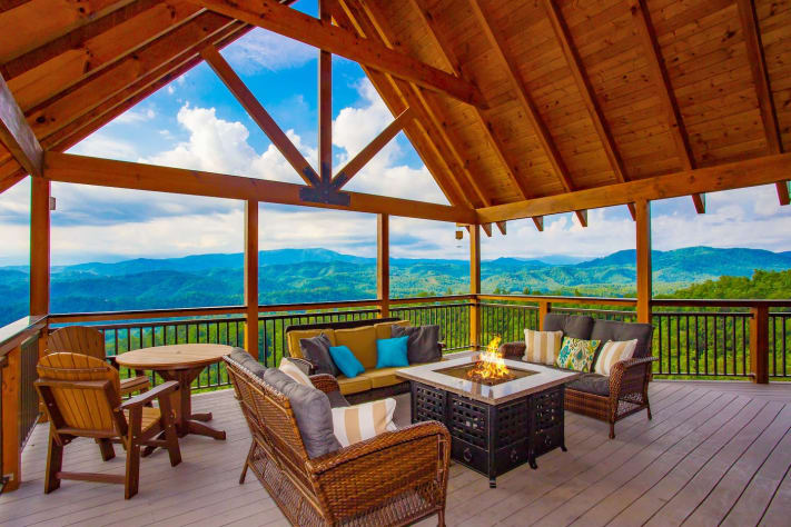 Rolling mountain views on main level balcony Pigeon Forge, Tennessee Cabin Rental - Gallery Image #2