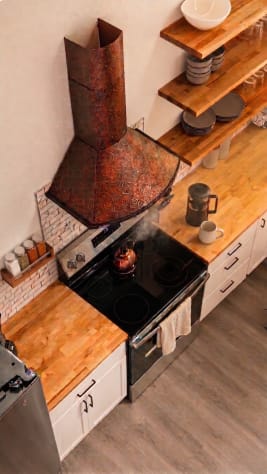 Full kitchen with butcher block counters and a coffee and wine bar — stocked for… Douglas Lake, Tennessee Cabin Rental - Gallery Image #14