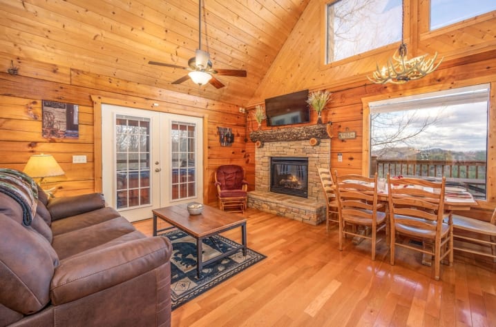 Over the Mountain - Living Area w/Gas Fireplace Pigeon Forge, Tennessee Cabin Rental - Gallery Image #15