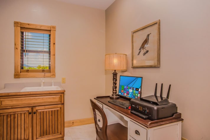Business center on the main level, computer and printer provided Pigeon Forge, Tennessee Cabin Rental - Gallery Image #35