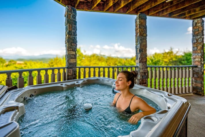 First Level Patio Hot Tub Gatlinburg, Tennessee Cabin Rental - Gallery Image #15