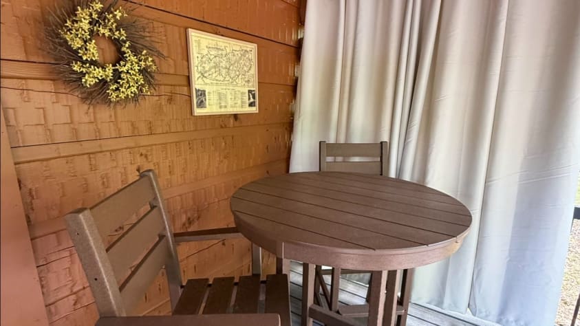 Bistro seating for two, on the back deck (covered) Townsend, Tennessee Cabin Rental - Gallery Image #20