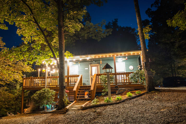 The cabin at night, plenty of lights! Pigeon Forge, Tennessee Cabin Rental - Gallery Image #18